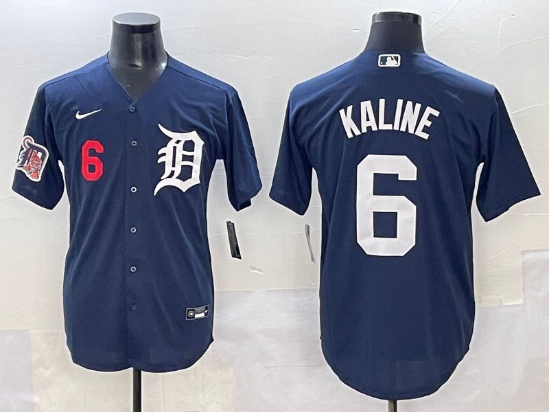 Men 2025 Detroit Tigers #6 Kaline Dark Blue Game Nike MLB Jersey style 3